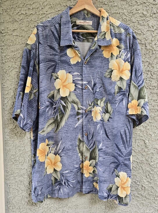 Tommy Bahama Other - Tommy Bahama Silk Blue Shirt with Yellow Floral Print